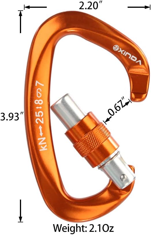 Screwgate Locking Carabiner Clip - Professional Rock Climbing Carabiner Screw Lock,Heavy Duty Carabiners for Climbing,Mountaineer,Hammock,Camping,Outdoor Equipment