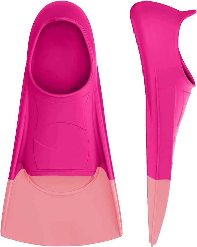 Gintenco Swim Fins, Kids Swim Training Fins for Lap Swimming, Travel Size Flippers with Mesh Bag, Silicone Swimming Fins for Kids Teens Adults Women Men