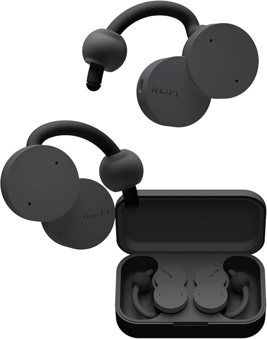 nwm DOTS Wireless On-Ear Speakers (Open Ear Earphones) Sound Leakage suppressed (PSZ Technology - Bone Conduction Alternative) with Optimal Microphone Function Designed in Japan | Charcoal Black