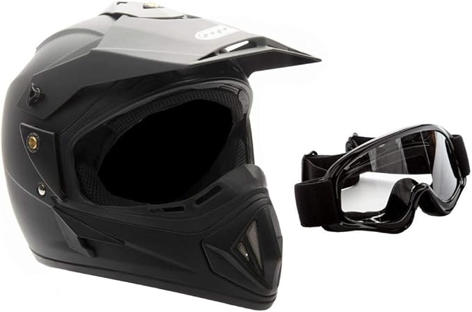 MMG Adult Motorcycle Off Road Helmet DOT - MX ATV Dirt Bike Motocross UTV - with Goggles