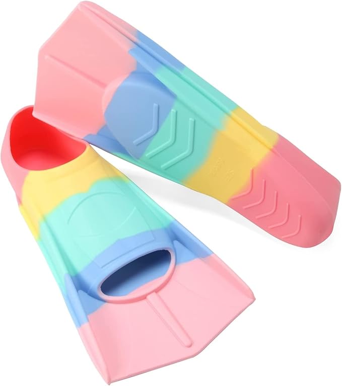 Kids Swim Fins,Short Kids Fins Youth Swimming Flippers for Lap Swimming Training for Children Girls Boys Beginners