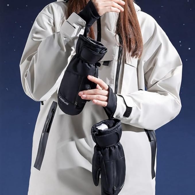 Waterproof Ski Mittens Ski Glove for Women Men Youth Winter Cold Weather Snow Gloves with Hands Warmer Zipper Pocket