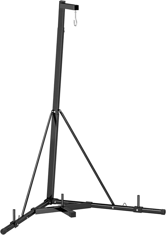 Soozier Foldable Punch Bag Stand, Height Adjustable Heavy Bag Stand with Weighted Base, Free Standing for Home Gym, Stand Only