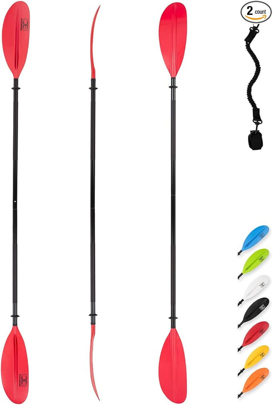 OCEANBROAD Kayak Paddle 86in/218cm, 90.5in/230cm, 95in/241cm Alloy Shaft Kayaking Boating Canoeing Oar with Paddle Leash