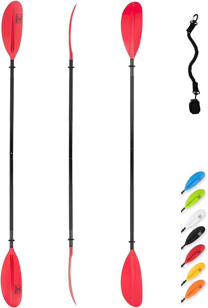 OCEANBROAD Kayak Paddle 86in/218cm, 90.5in/230cm, 95in/241cm Alloy Shaft Kayaking Boating Canoeing Oar with Paddle Leash