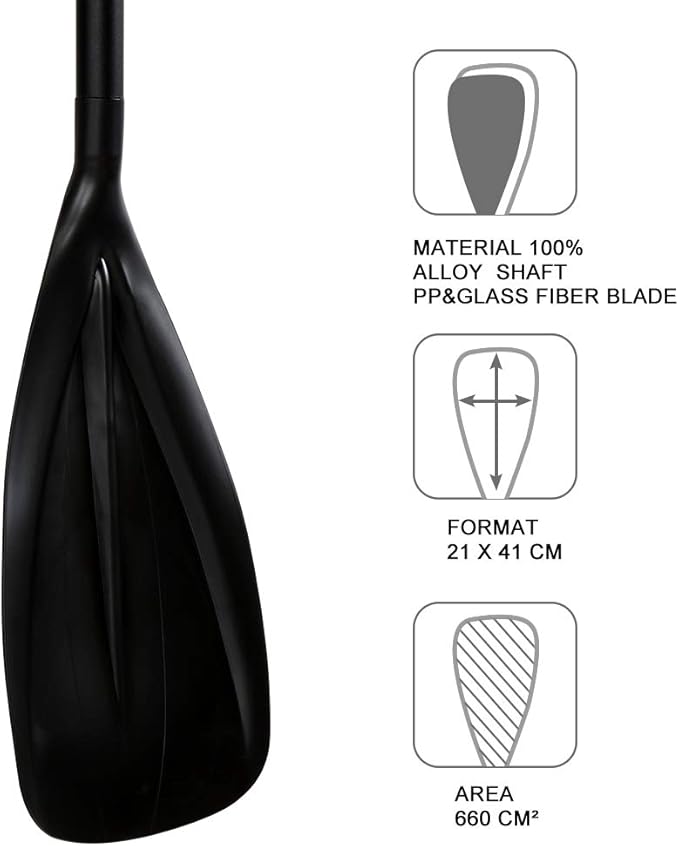 SUP Paddle - 3-Piece Adjustable Aluminium SUP Paddle with Glass Fiber Blade for Surfing, Floating, Water Sports