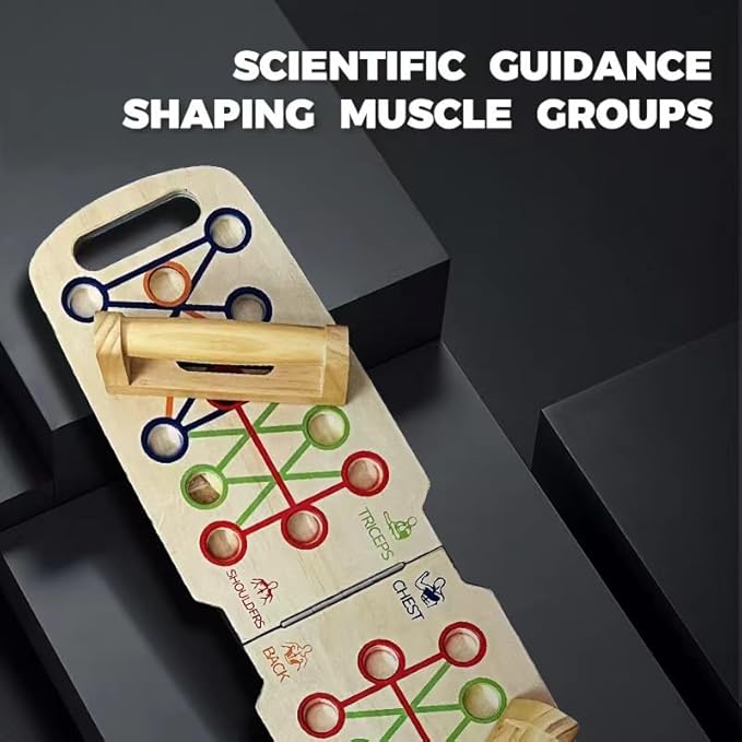 Wooden Portable Push up board, foldable fitness strength training pushup stand with solid bar grips, 2 handles for floor, professional push up training equipment for man and women