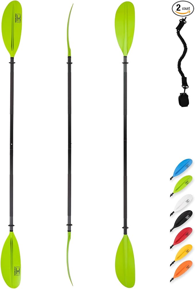 OCEANBROAD Kayak Paddle 86in/218cm, 90.5in/230cm, 95in/241cm Alloy Shaft Kayaking Boating Canoeing Oar with Paddle Leash