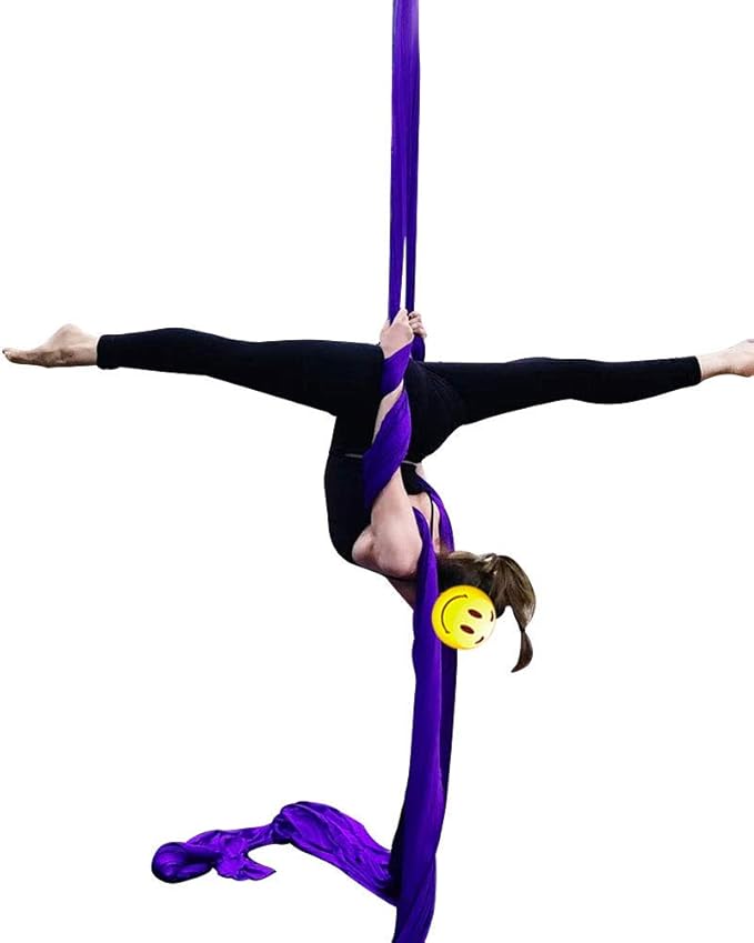 DASKING Aerial Silks Starter Kit - Durable 11Yards of Aerial Yoga Hammock with Hardware, Aerial Swing for Acrobatic Flying Yoga & All Levels (Aerial Rigging Point Up to 14ft)