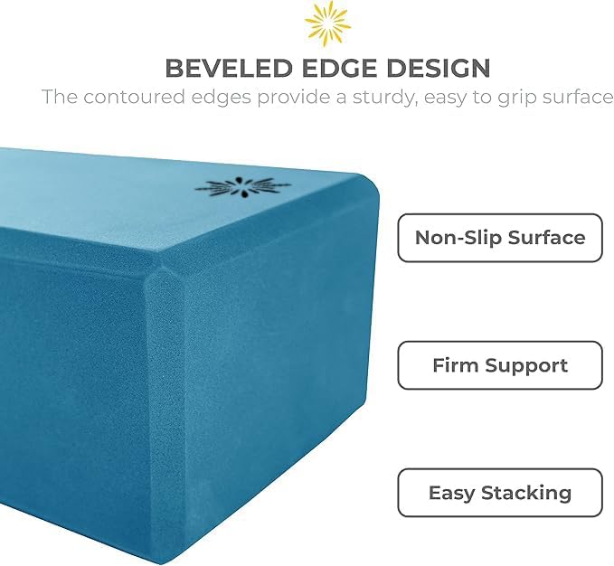 Sunshine Yoga 4" Yoga Block, 10 Pack Bulk EVA Foam Yoga Blocks, Firm and Supportive Yoga Brick, Balance Foam for Stretching, Pilates, and Workout, 4" x 6" x 9"