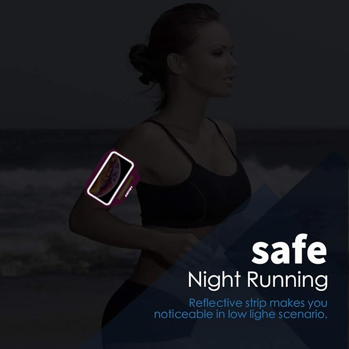 Running Armband with Earphone Bag Cell Phone Armband for iPhone 16 15 Pro 14 Plus 13 11 XR XS, Galaxy S24/S10 Water Resistant Sports Phone Holder Case & Zipper Slot Car Key Holder for 6.7 inch Phone