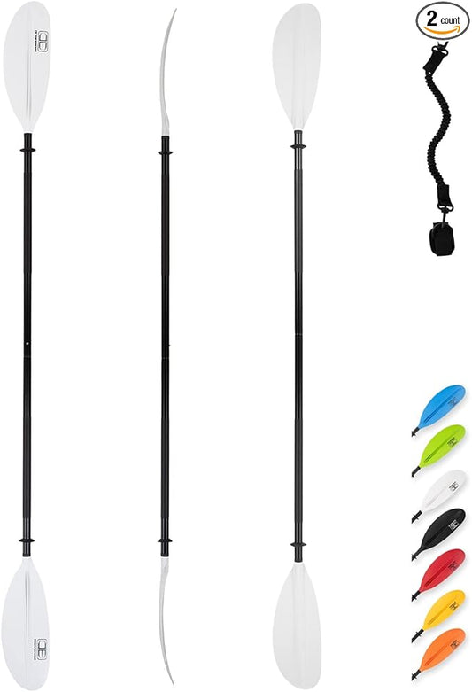 OCEANBROAD Kayak Paddle 86in/218cm, 90.5in/230cm, 95in/241cm Alloy Shaft Kayaking Boating Canoeing Oar with Paddle Leash