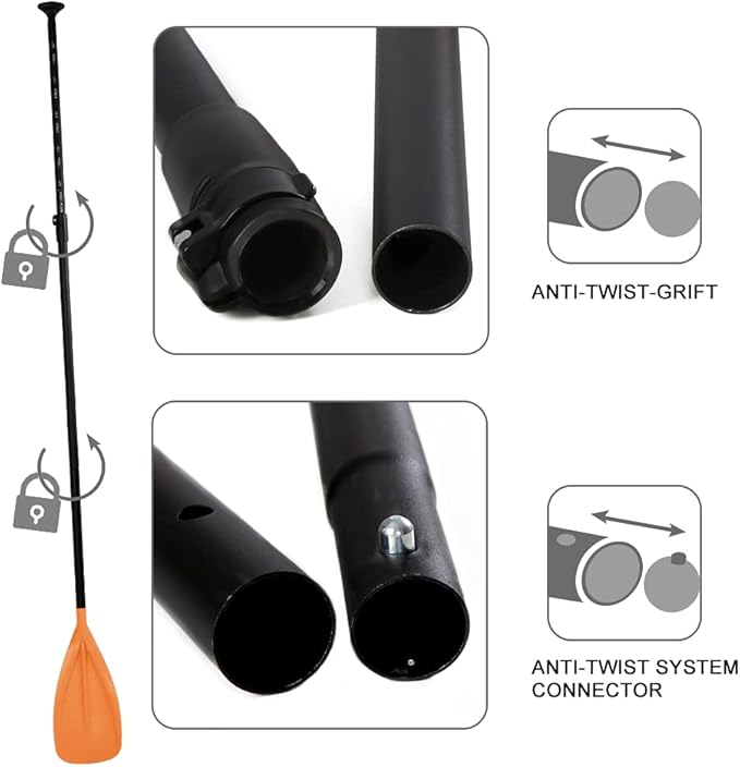 SUP Paddle - 3-Piece Adjustable Aluminium SUP Paddle with Glass Fiber Blade for Surfing, Floating, Water Sports