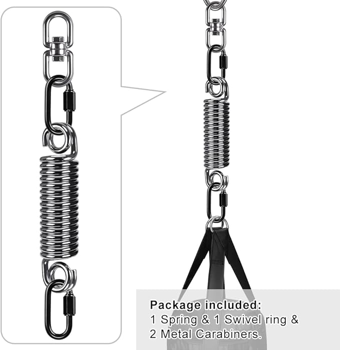 SELEWARE Heavy Bag Spring, Punching Bag Hanging Kit with Swivel & 2 Carabiners, 360 Rotational Hanging Accessory for Boxing Bag