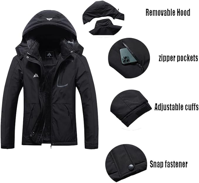 MOERDENG Women's Waterproof Ski Jacket Warm Winter Coat Outdoor Windbreaker Hiking Snowboarding Jacket