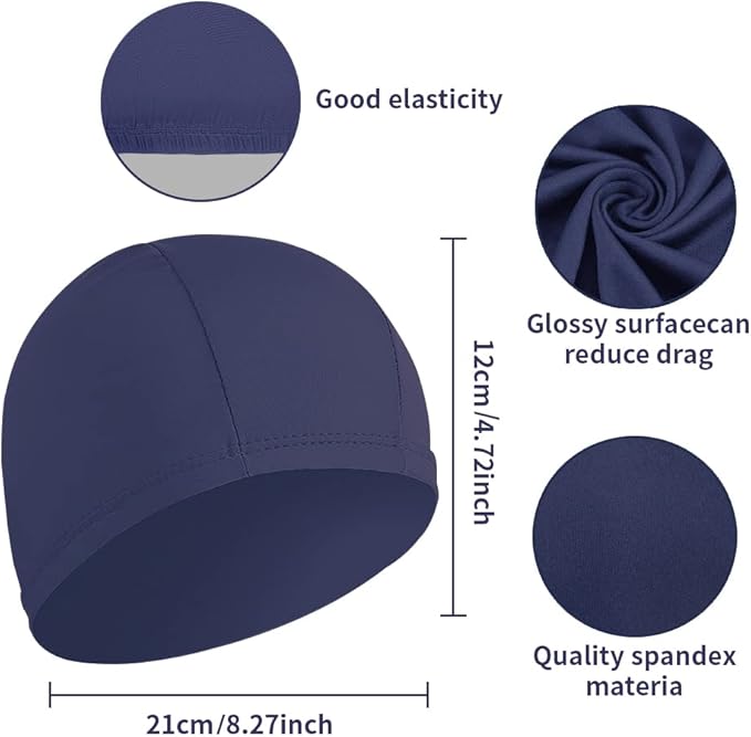 2pcs Cloth Swim Caps for Both Women & Men & Kids Fabric Durable Non-Waterproof Elastic Swimming Pool Cap Bathing Cap for Long and Short Hair