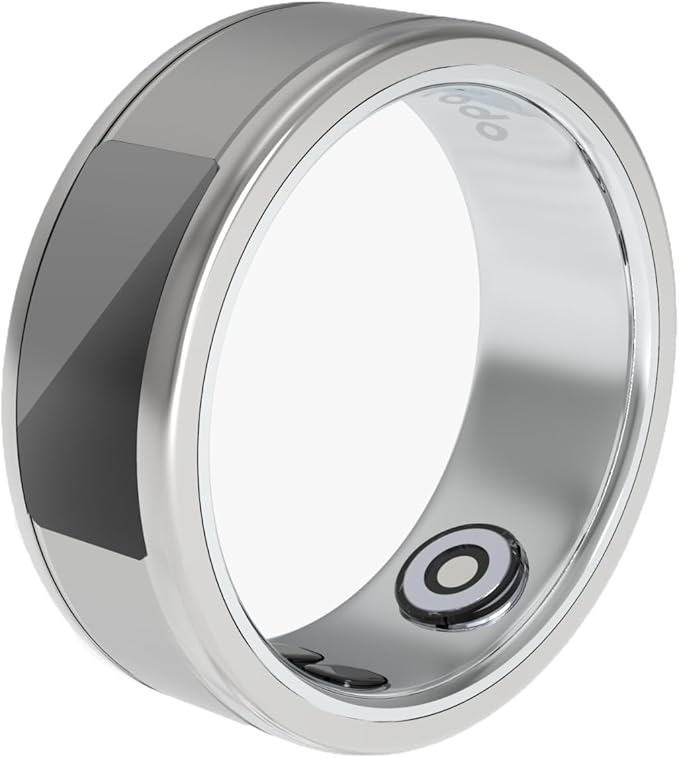 Phone Touch Control Smart Ring Health Tracker, 5 Days Working Time, Heart Rate & Body Temperature, Fitness Tracker, Calorie Counter, Blood Oxygen, Menstrual Cycle Monitor – Silver (20.7mm)