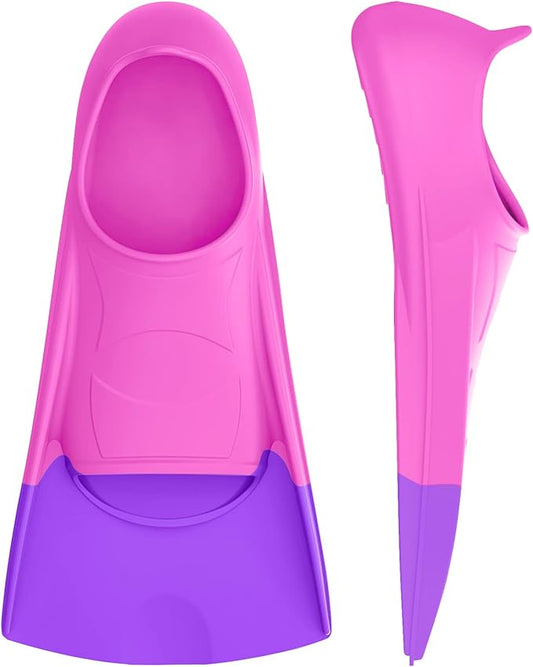 Gintenco Swim Fins, Kids Swim Training Fins for Lap Swimming, Travel Size Flippers with Mesh Bag, Silicone Swimming Fins for Kids Teens Adults Women Men