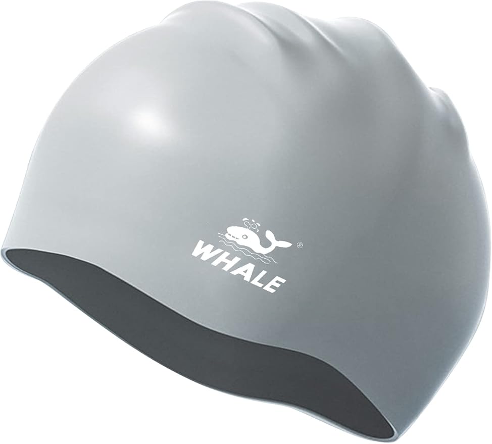 WHALE Extra Large Swim Cap for Women Men, Durable Silicone Swimming Hat with Ear Protection, Unisex Adults Bath Swimming Caps for Long Thick Curly Hair & Dreadlocks Braids Weaves Afro Hair