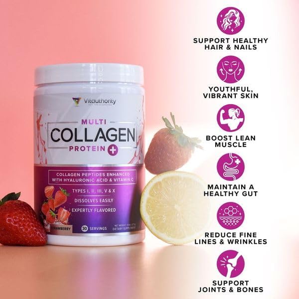 Multi Collagen Peptides Powder for Women - Hydrolyzed Flavored Collagen Powder for Women with Types I II III V & X Vitamin C & Hyaluronic Acid for Hair Skin and Nails (Pina Colada) - 30 Servings