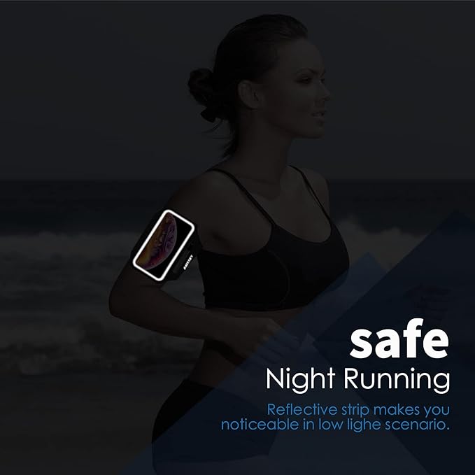 Running Armband with Earphone Bag Cell Phone Armband for iPhone 16/15/14/13/12 Pro, Galaxy S21/S20, Water Resistant Sports Phone Holder & Zipper Slot Car Key Holder for 6.4 inch Phone