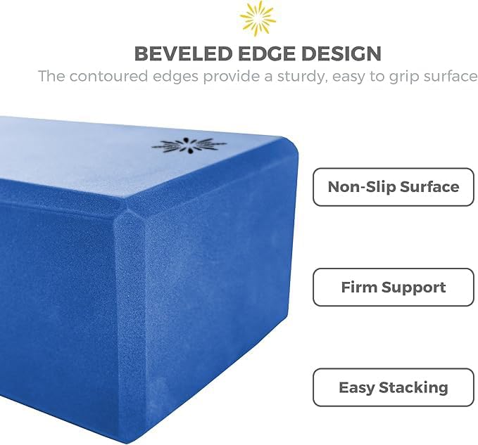 Sunshine Yoga 4" Yoga Block, 10 Pack Bulk EVA Foam Yoga Blocks, Firm and Supportive Yoga Brick, Balance Foam for Stretching, Pilates, and Workout, 4" x 6" x 9"