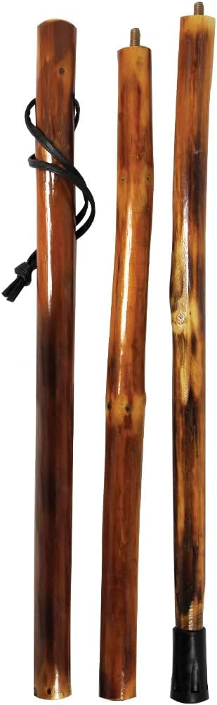 SE 3 Piece 55" Detachable Pine Wood Walking/Hiking Stick with Metal Tip, Reinforced Rubber Tip, and Water-Resistant Travel Pouch - Portable and Durable for Outdoor Adventures