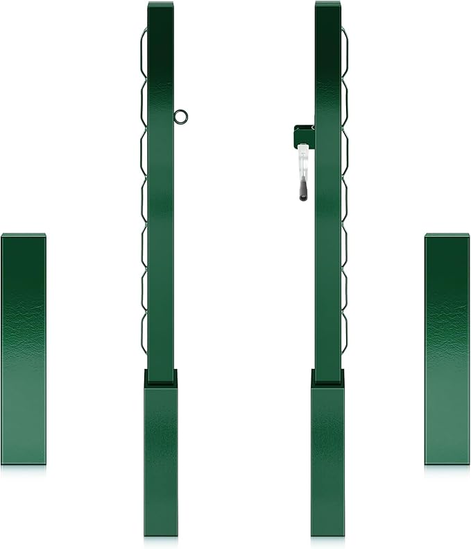 Tennis Posts with Net Crank Outdoor Heavy Duty Professional Green Tennis Permanent Court Kit for Net Quick Fixation System Equipped with a Cable Reel