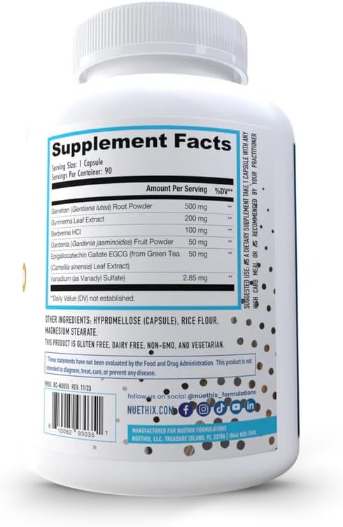 NuEthix Formulations GDA-MAX PRO, Double Berbine HCL Supplement, Supports Glucose Metabolism, Weight Management, Immune Support, Heart Health - Non GMO, Gluten Free, Dairy Free, 90 Count