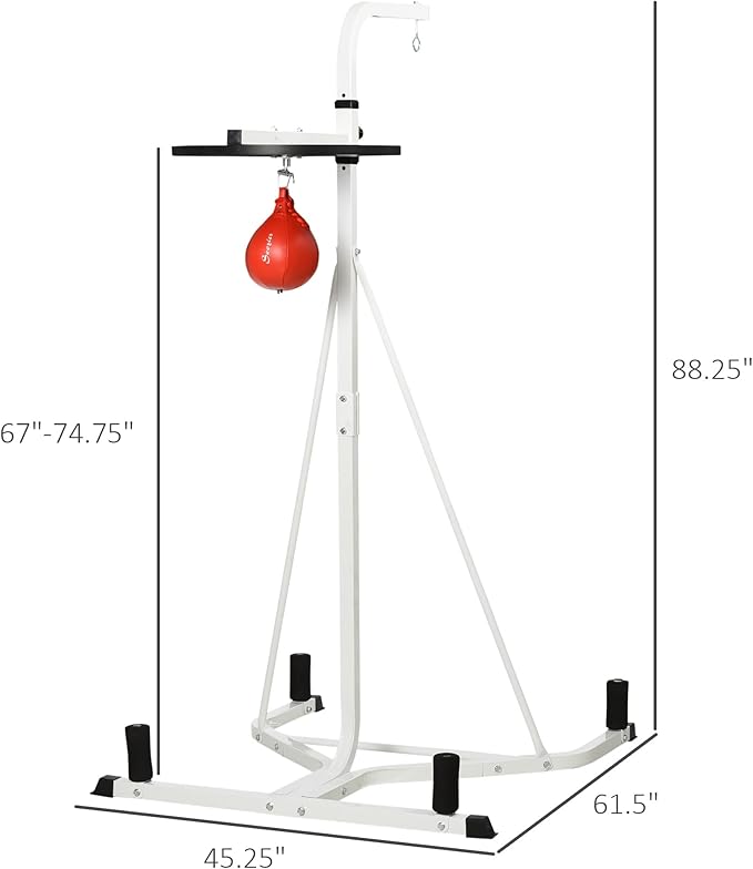 Soozier 2 in 1 Punching Bag Stand, Adjustable Height Heavy Bag Stand with Weighted Base and Speed Bag, Freestanding for Home Gym