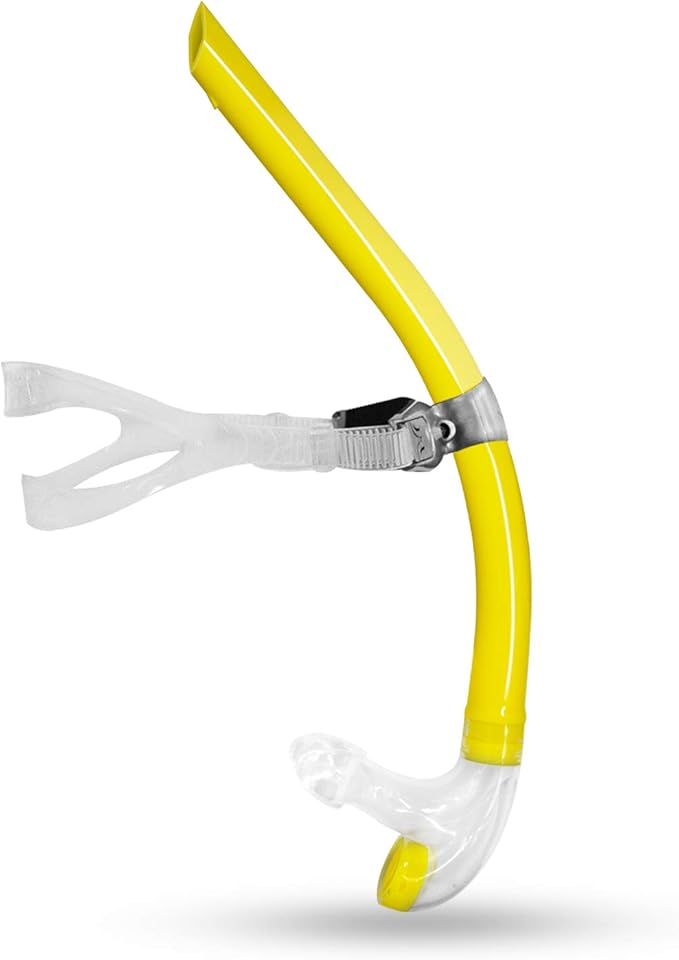 Panzexin Swim Snorkel, One-Way Purge Valve Swimmers Snorkel for Lap Swimming Training Snorkeling, Front Mounted Training Gear with Comfortable Silicone Mouthpiece