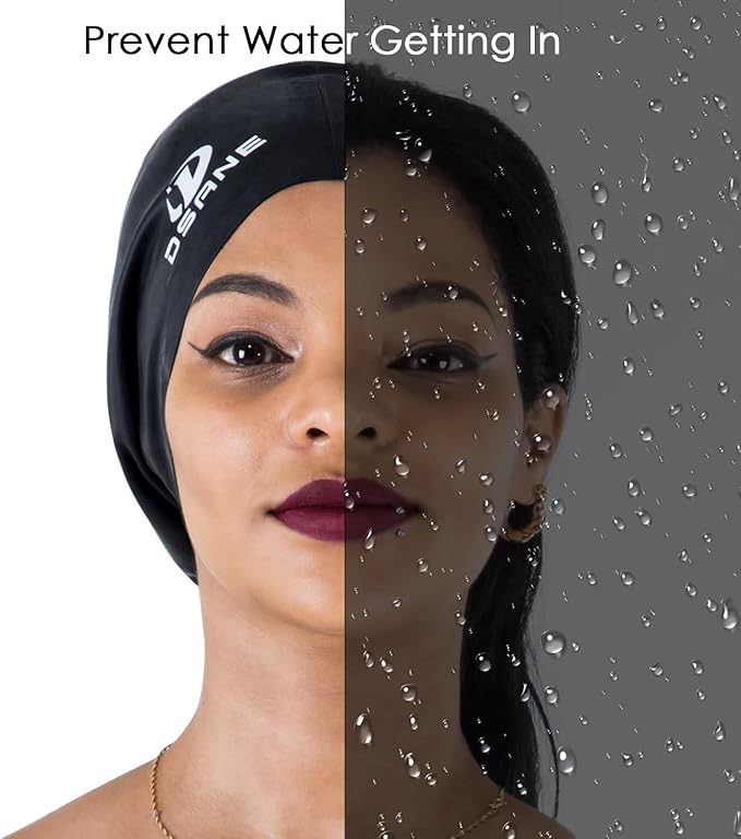 Dsane Extra Large Swimming Cap for Women and Men,Special Design Swim Cap for Very Long Thick Curly Hair&Dreadlocks Weaves Braids Afros Silicone Keep Your Hair Dry