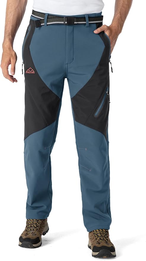 YSENTO Men's Fleece Lined Ski Snow Pants Winter Waterproof Softshell Insulated Hiking Cargo Pants