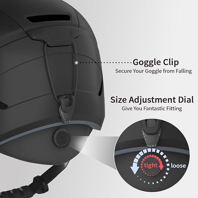 Ski Helmet for Women, Men & Youth, Snowboard Helmet with 7 Individual Air Vents, Snow Helmet with ABS PC Shell, EPS Foam, Dial Fit, Removable Fleece Liner and Ear Pads, Goggles Compatible