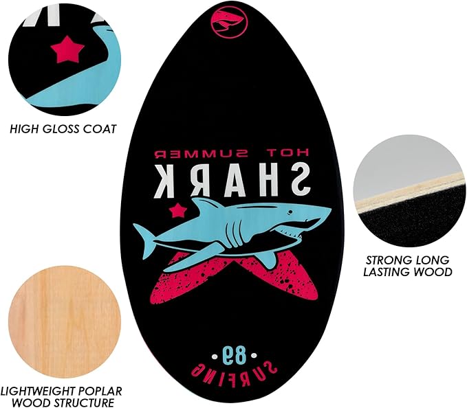 seething 35 Inch Skimboard with High Gloss Coat Wood Skim Board for Beginners,Kids, Teenagers, Adults and All Skimming