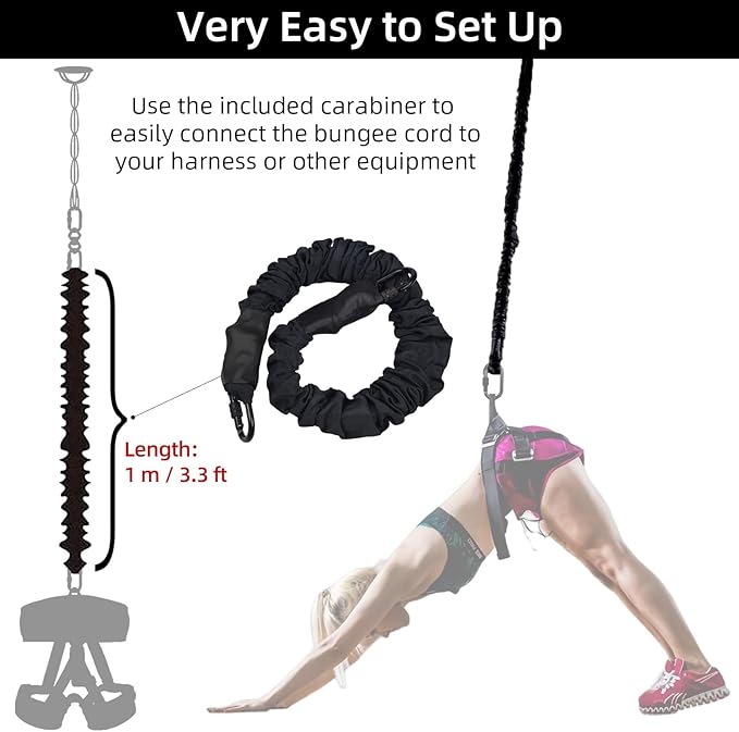 PRIOR FITNESS Premium Bungee Cord, Heavy Duty Bungee Fitness Cord,110-176Pounds Resistance Cord Elastic Rope Suspension Workout Fitness Bands for Exercise at Home Gym Include ONLY 1* Extra Bungee Cord