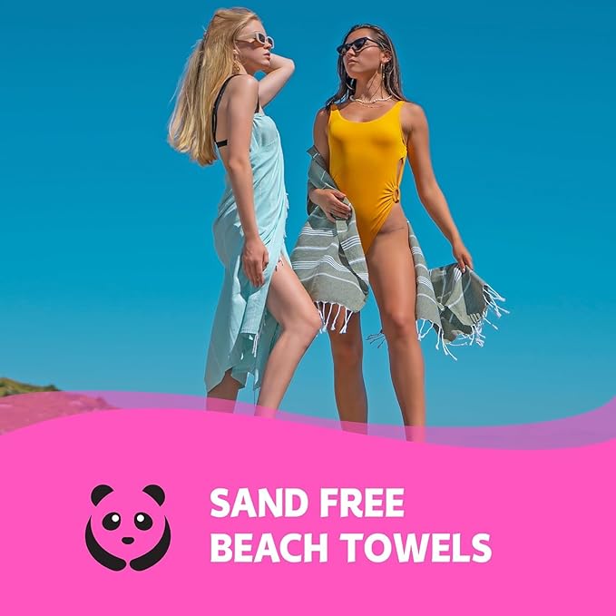 HAVLULAND Set of 6 Turkish Cotton Beach Towels, 71x39, Multi-Color, Quick-Dry, Absorbent, Lightweight, Sand-Free, Ideal for Beach, Pool, Gym, Yoga, Travel, Camping, Picnic