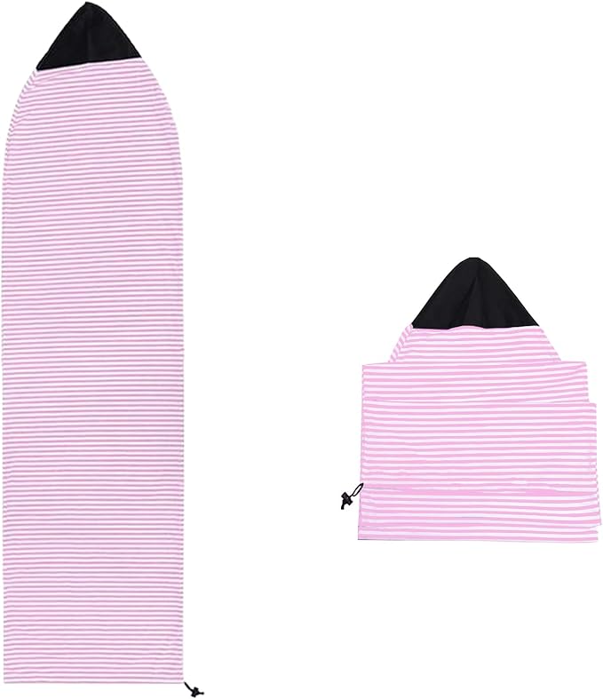 Surf Sock, Surfboard Sock Cover for Longboard Paddleboard Surf Board Sup Paddle Board, 6-8 FT Foot Quick Dry Stretch Surfboard Bag Sleeve with Drawstring Closure