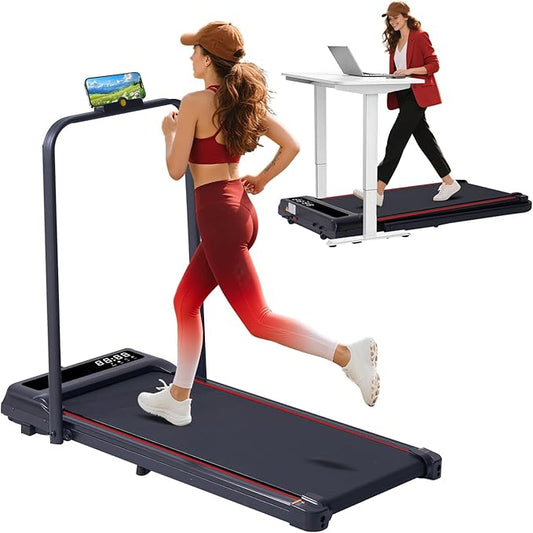 Walking Pad with Handle Bar, 3.0HP Compact Portable Walking Pad Treadmills for Home Small with Handles, 0.6-6.2MPH Electric Small Under The Desk Treadmill for Small Space, 320LBS