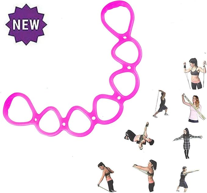 7 Rings Stretch Exercise Band, Portable Silicone Elastic Resistance Band Pilates Flexbands Yoga Stretching Strap Physical Therapy Rehab Belt, Home Gym Workout Equipment for Full Body Exercise