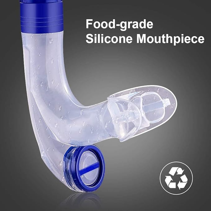 Swim Snorkel for Lap Swimming,Adult Swimmers Snorkeling Gear for Swimming Snorkel Training in Pool and Open Water,Snorkle Center Mount Silicone Mouthpiece One-Way Purge Valve