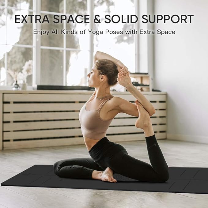 Yoga Mat Non Slip TPE Extra Wide Yoga Mat with Alignment Mark, 72"L x 32"W x 0.32"/0.24"Th (183cm x 81cm x 8mm/6mm), Anti-Tear Exercise Mat with Carrying Strap and Bag, Workout Mats for Yoga, Pilates