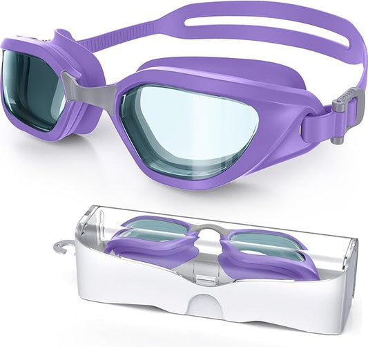 Swim Goggles, Unisex Adult Swimming Goggles Anti Fog Anti UV No Leakage Wide View for Men Women Youth