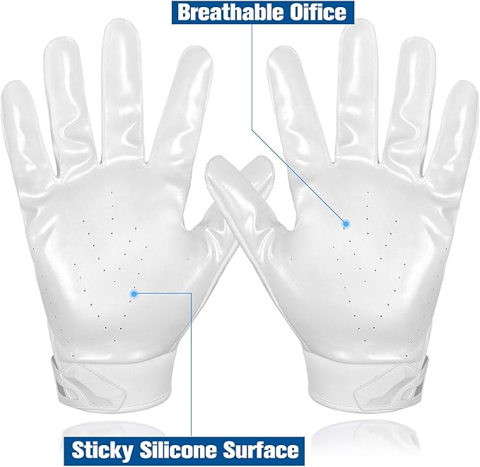 Football Gloves, Youth Football Gloves, Silicone Sticky Grip Football Gloves Men Women, Adult Football Gloves, Kids Football Gloves for Boys Girls, Football Receiver Gloves