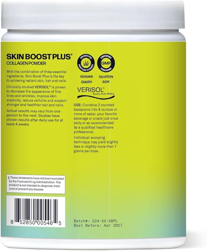 Skin Boost Plus (Mixed Berry) [50-Serves] | Collagen Powder Supplement with VERISOL Bioactive Hydrolyzed Collagen Peptides, Vitamin C & Hyaluronic Acid to Improve Skin Elasticity