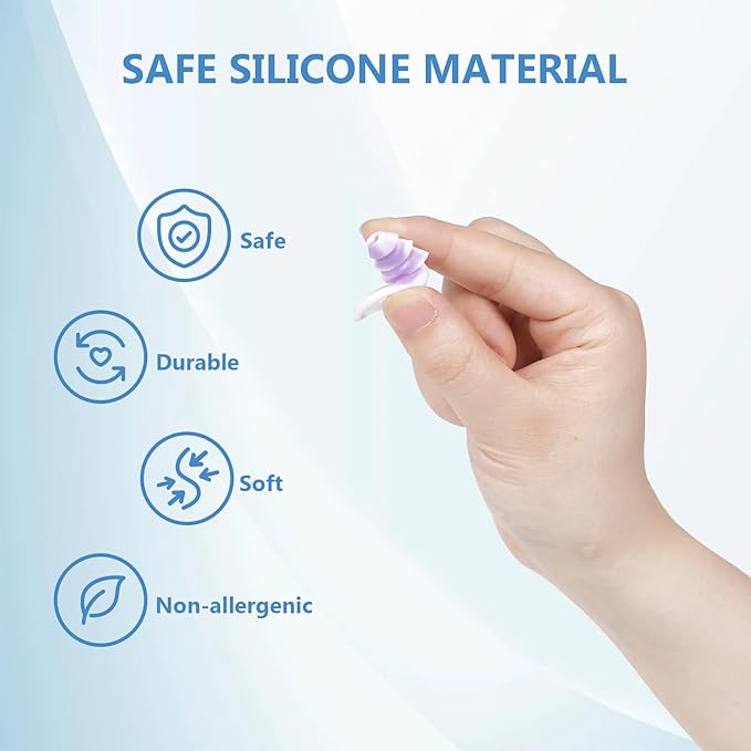 Reusable Swimming Ear Plugs with Nose Clips -2 Pairs Silicone Swimmers Ear Plugs for Adult Water Surfing, Snorkeling, Sleeping and Shower