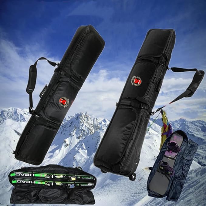 UNISTRENGH Padded Snowboard Bag With Wheels - Travel Bag for Single Snowboard and Snowboard Boots,Helmet,Clothes