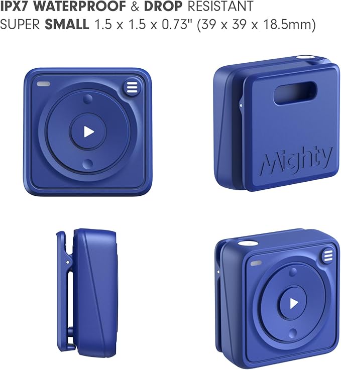 Mighty Wave Waterproof IPX7 Spotify & Amazon Music Player - Includes Waterproof Wired Headphones - Perfect for Swimming - Music + Podcasts