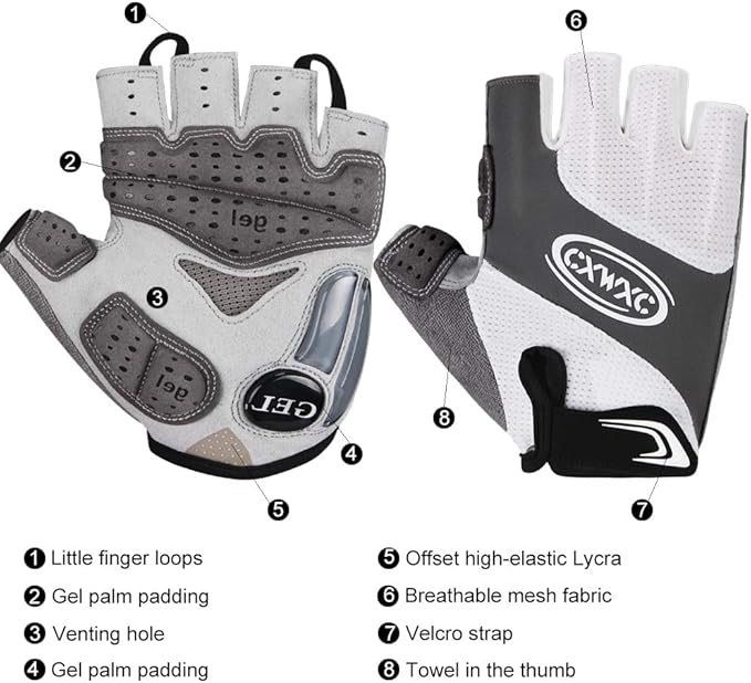 CXWXC Cycling Gloves for Men Women - Breathable Gel Road Mountain Bike Riding Gloves - Anti-Slip Bike Glove for Fitness Cycling Training Outdoor Sports
