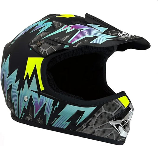 MMG Adult Motorcycle Off Road Helmet DOT - MX ATV Dirt Bike Motocross UTV - with Goggles